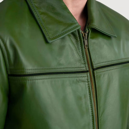 EmeraldShadow Leather Jacket – Forest Green Edition
