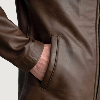 IronCrest Leather Jacket – Pull-Up Brown Edition