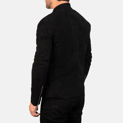 RavenForge Suede Biker Jacket – Charcoal Black Edition