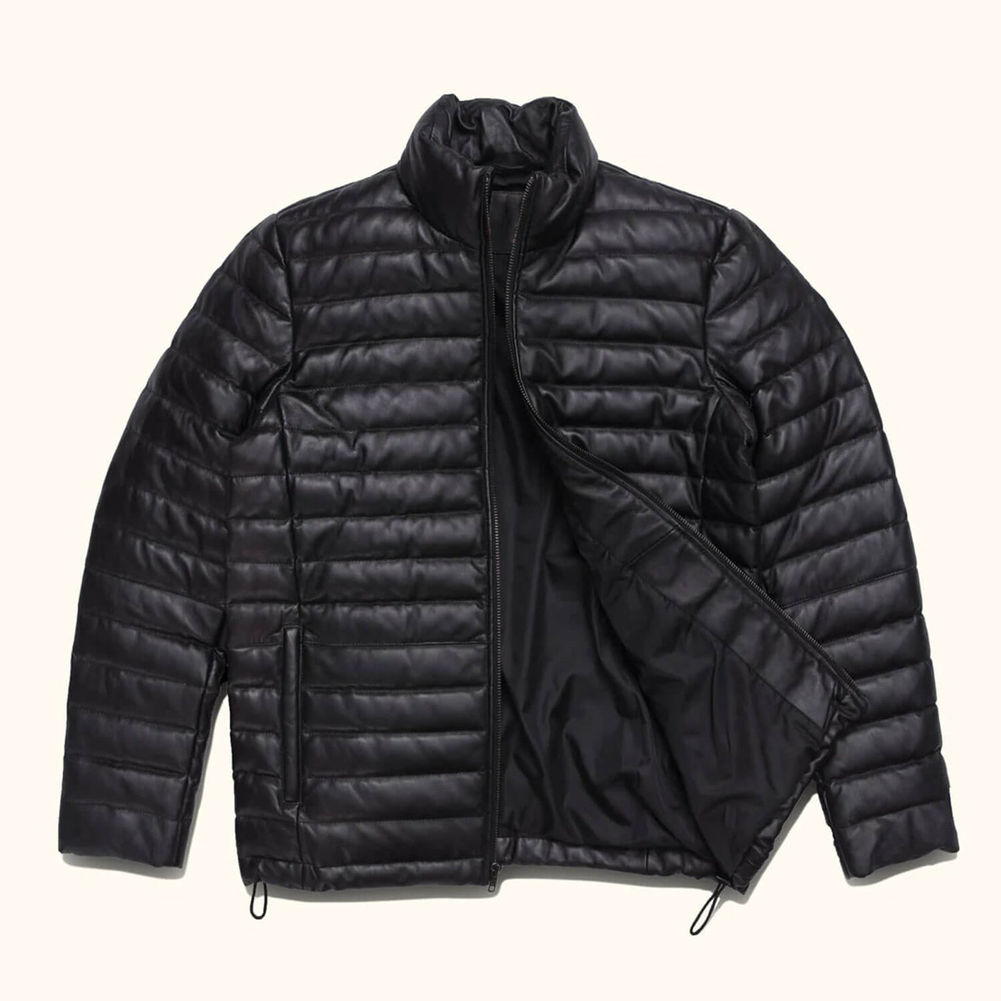 ShadowPeak Black Leather Down Jacket – Arctic Edition