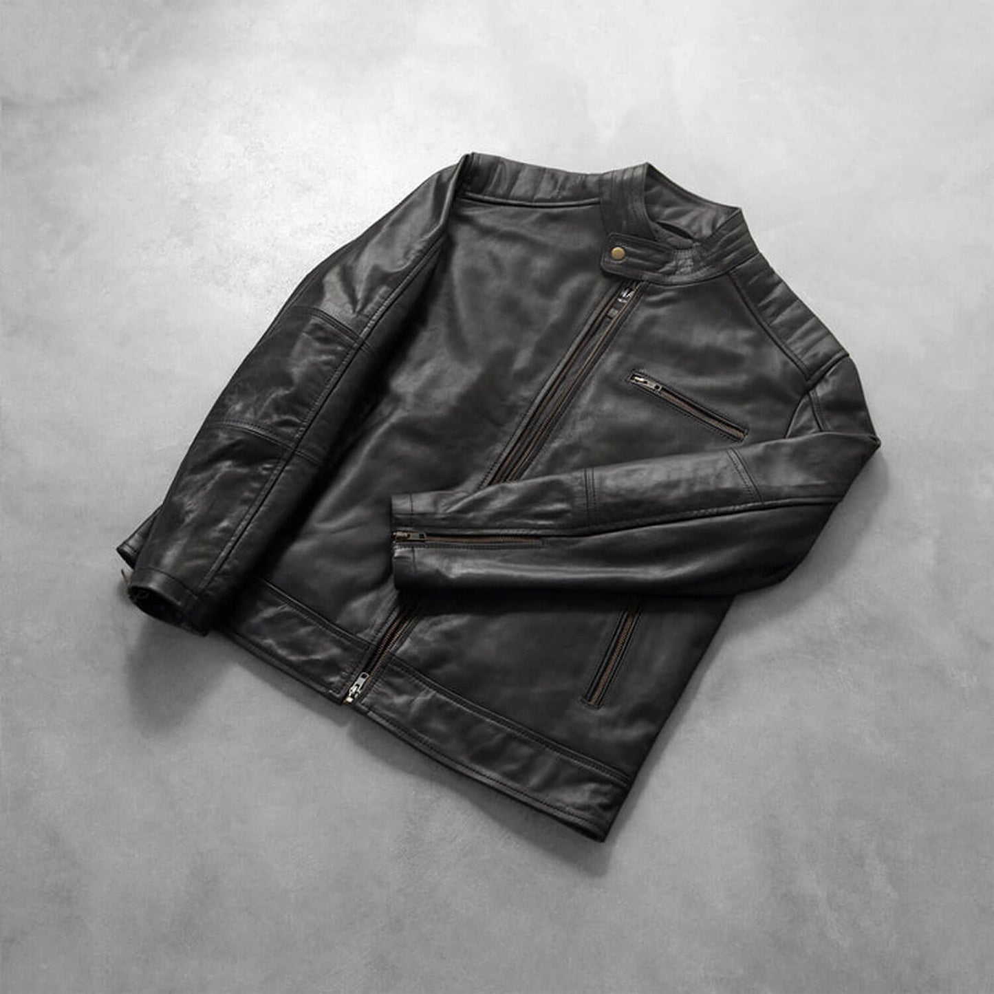 SteelRogue Leather Biker Jacket – Midnight Black Edition