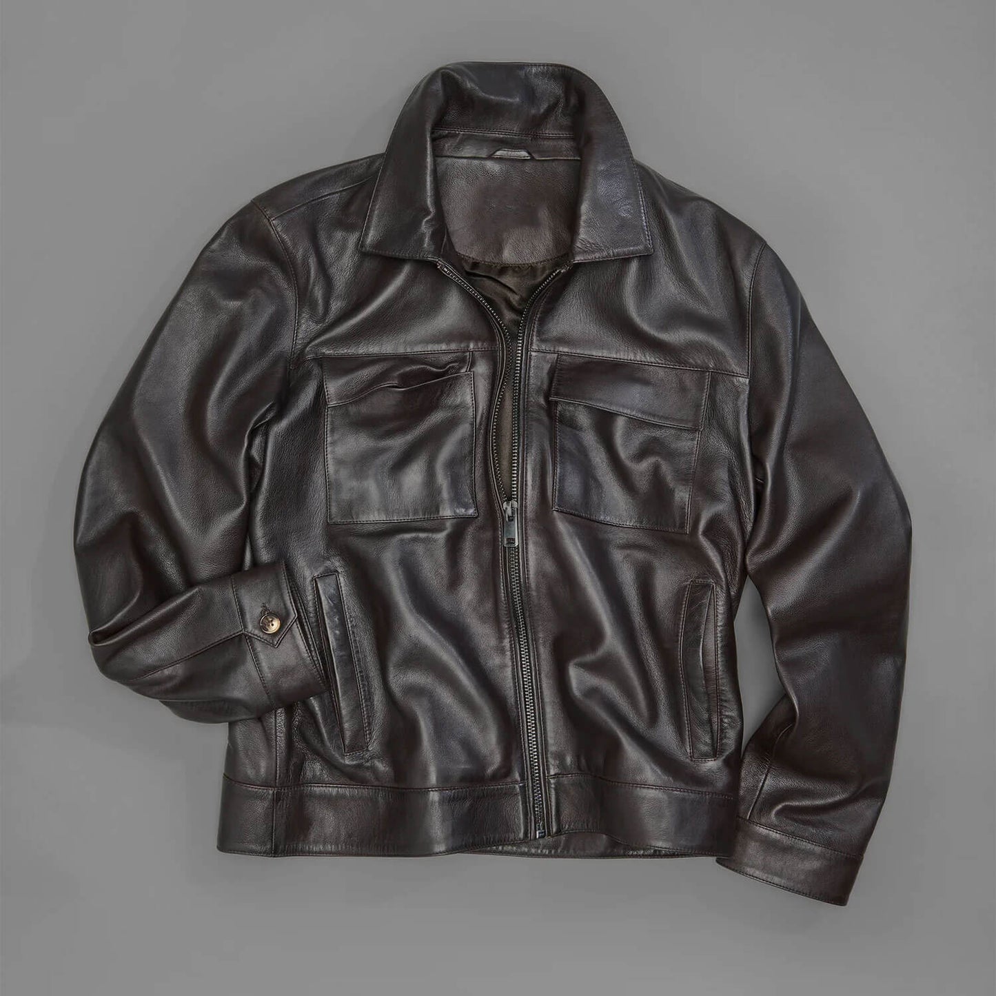 IronVale Black Leather Zip Shirt Jacket – Signature Edition