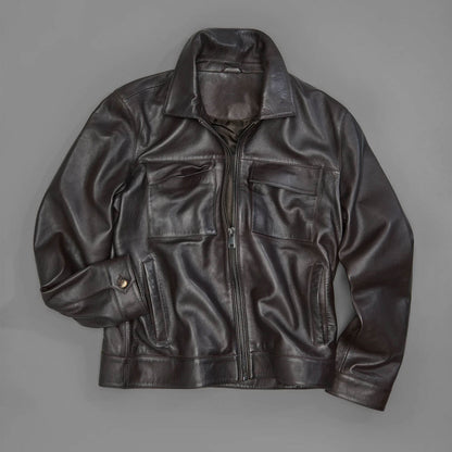 IronVale Black Leather Zip Shirt Jacket – Signature Edition