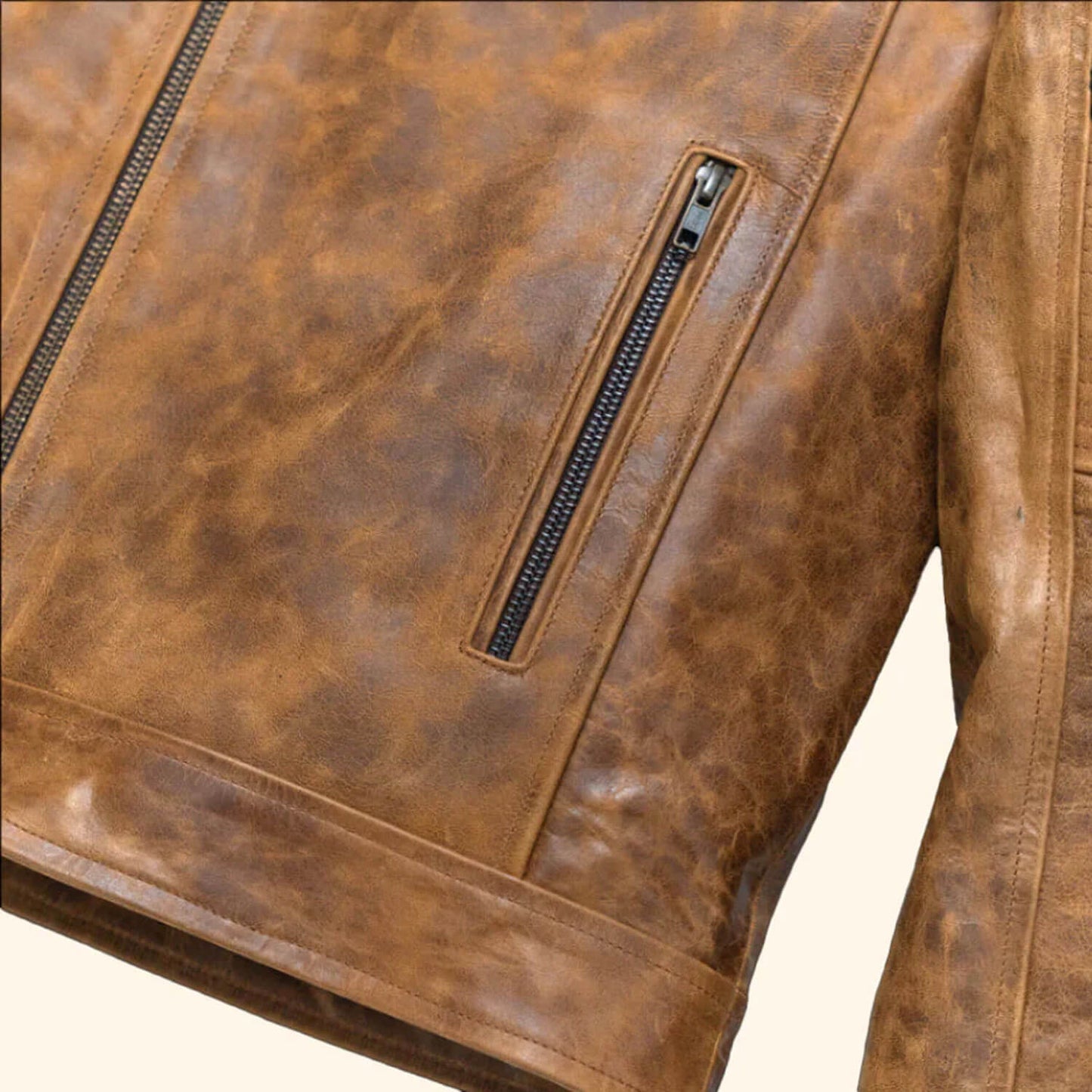 IronTrail Brown Cafe Racer Leather Jacket