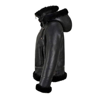 Ardelle Black Shearling Leather Jacket – Goatskin & Faux Fur Lining