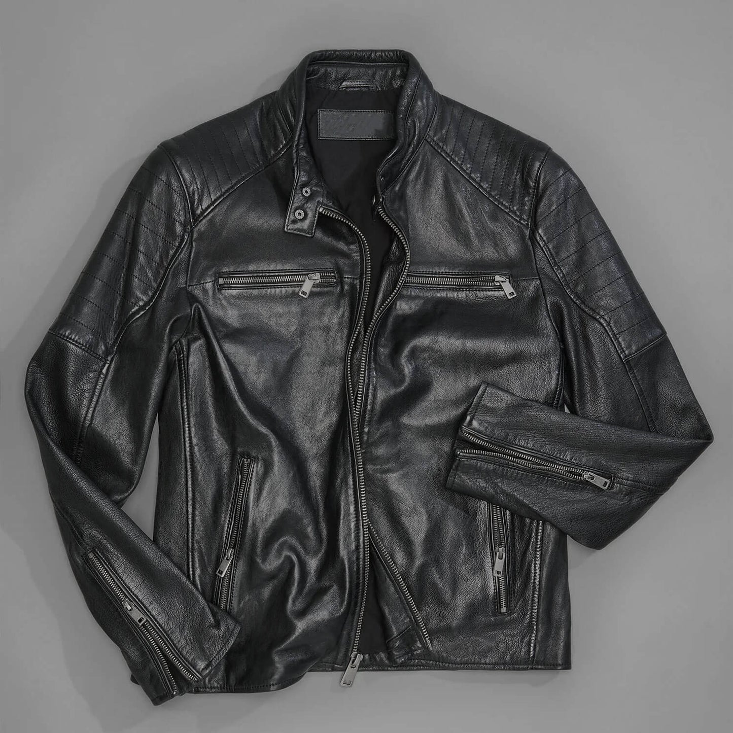 ApexEdge Collarless Leather Moto Jacket – Modern Rider Edition