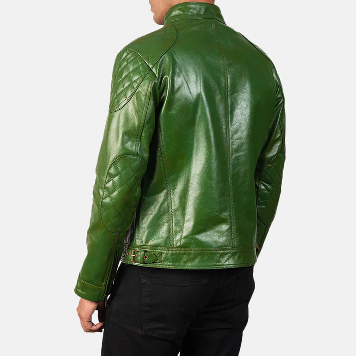 EmeraldRogue Leather Biker Jacket – Forest Green Edition