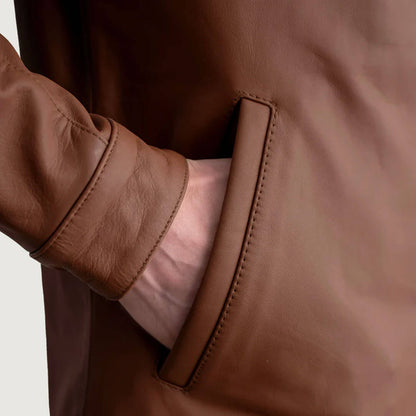 CanyonForge Leather Biker Jacket – Matte Brown Edition