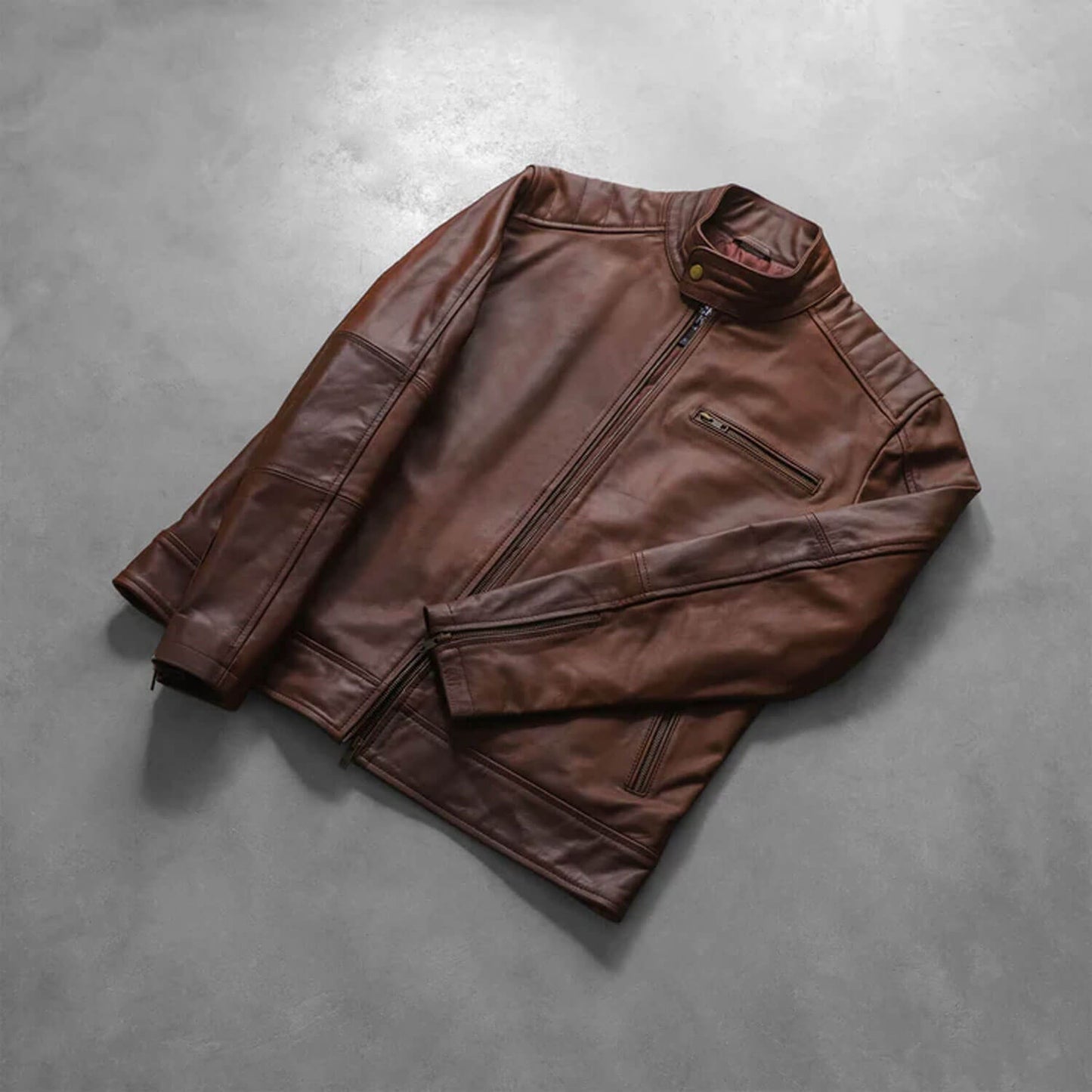 IronTrail Leather Biker Jacket – Vintage Brown Edition