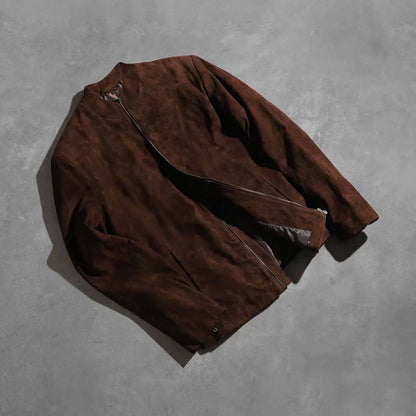 DesertForge Suede Biker Jacket – Mocha Charcoal Edition