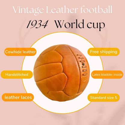  1934 World Cup ball, vintage leather soccer ball, handcrafted football, antique football, FIFA World Cup memorabilia, soccer gift, gift for football lover, historic soccer ball, Federale 102, old-school football, collectible leather football, soccer decor, classic sports gift, sports memorabilia.