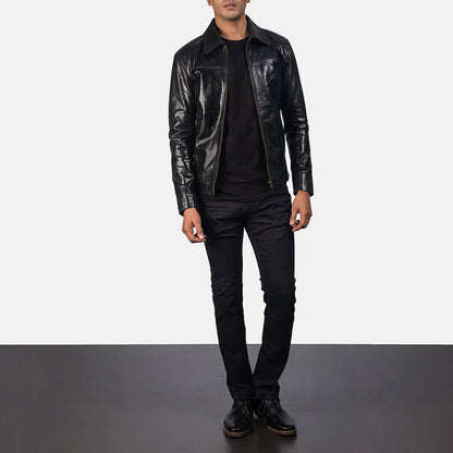 PhantomRider Leather Jacket – Midnight Black Edition