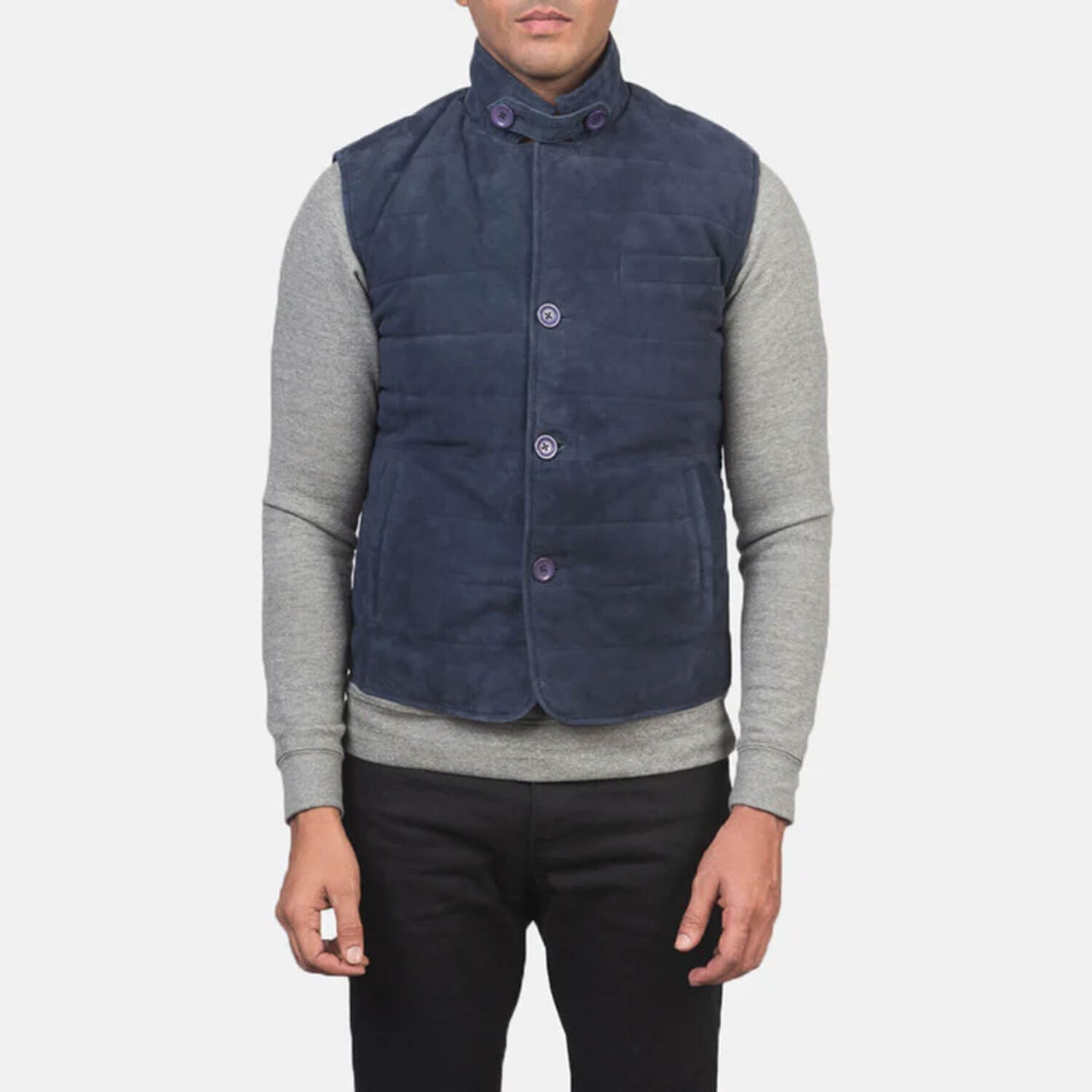Azure Ridge Suede Leather Vest – Ocean Blue Edition