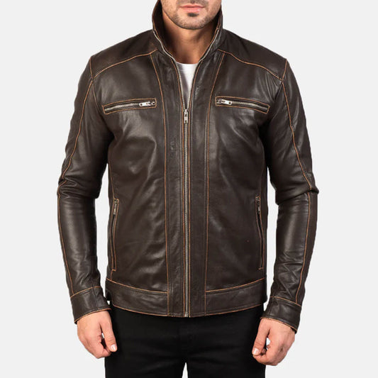 IronTrail Heritage Leather Jacket – Rustic Brown Edition
