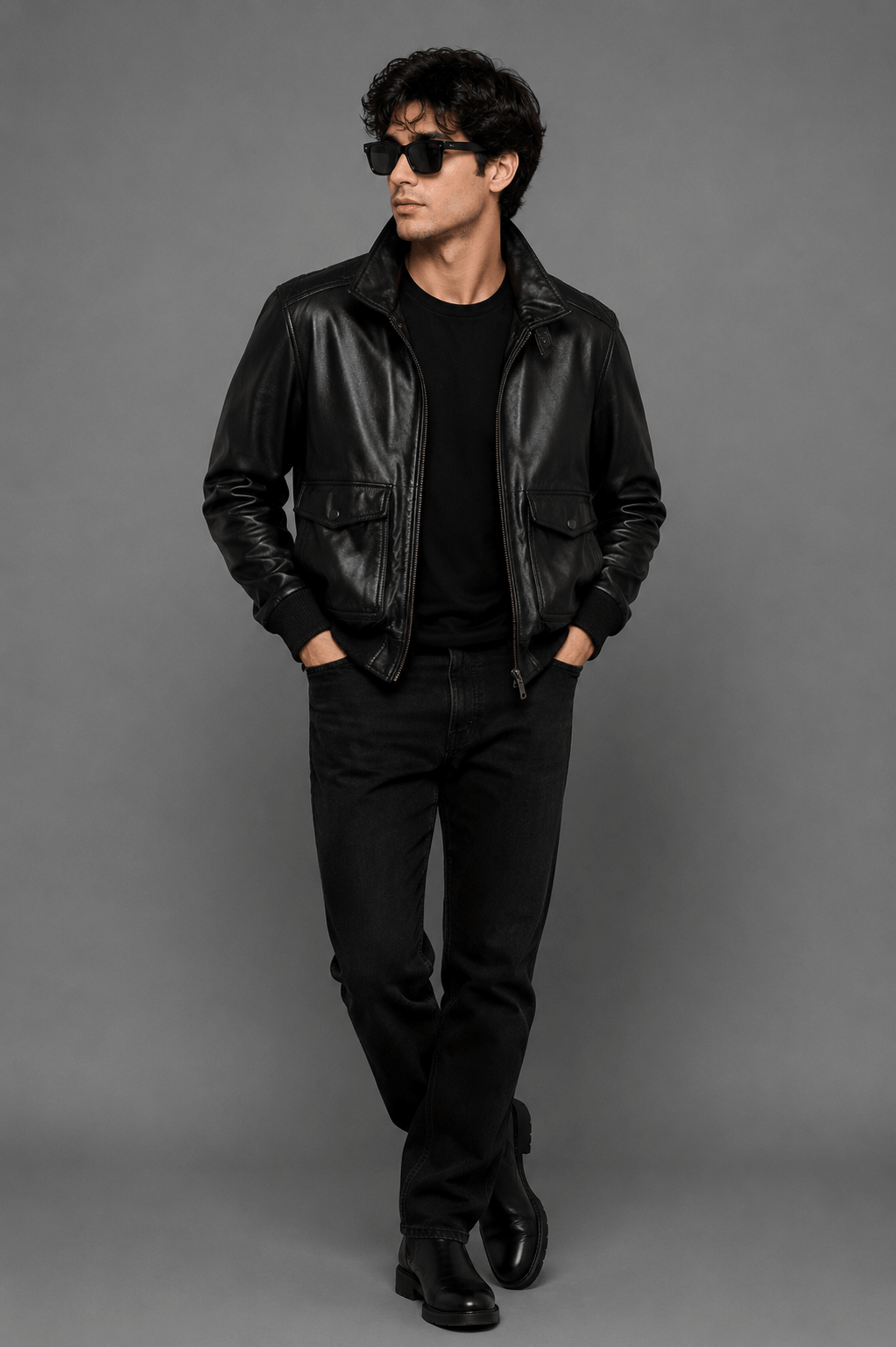 AeroForge Black Leather Bomber Jacket – Heritage Flight Edition