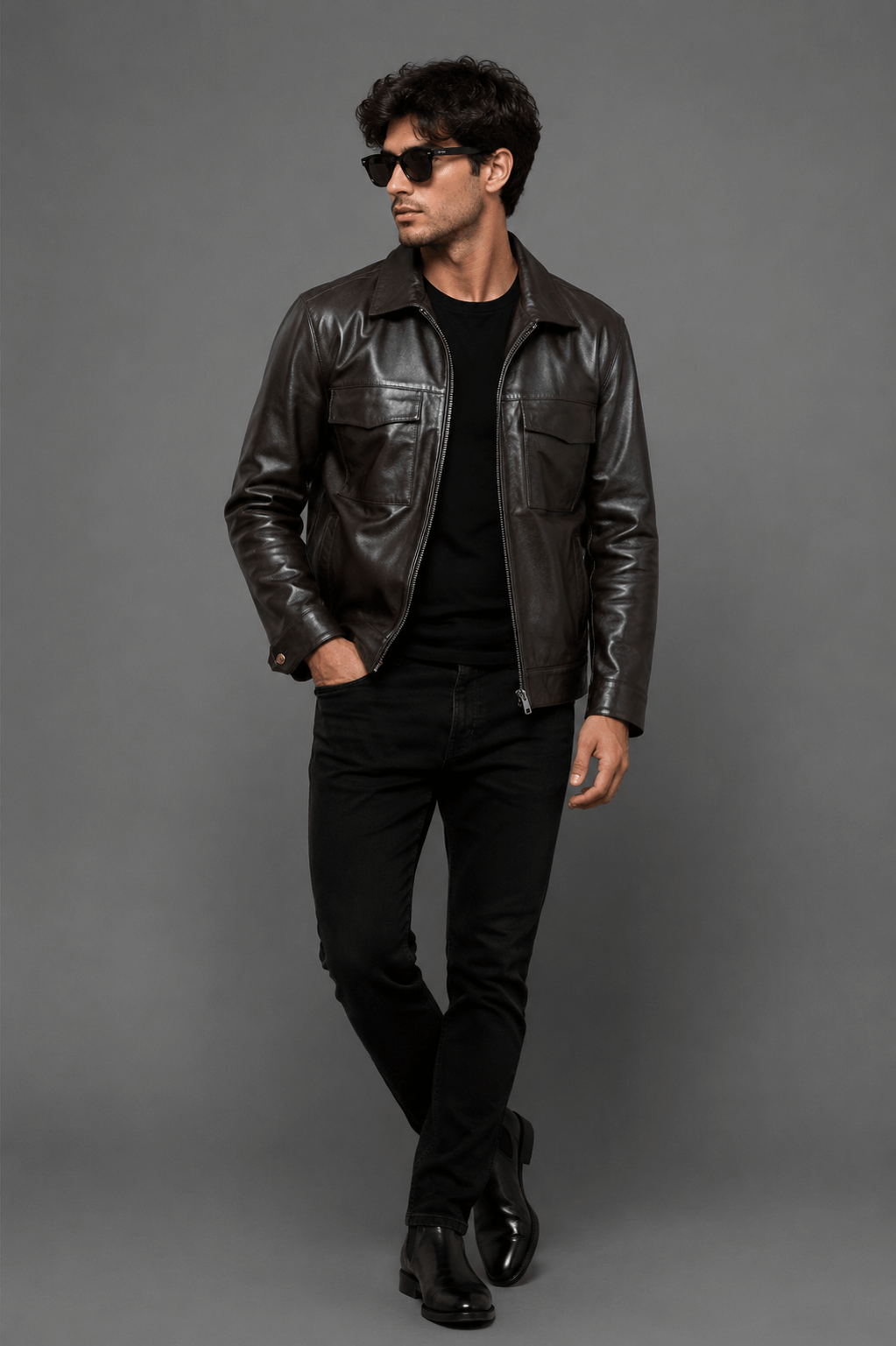 IronVale Black Leather Zip Shirt Jacket – Signature Edition