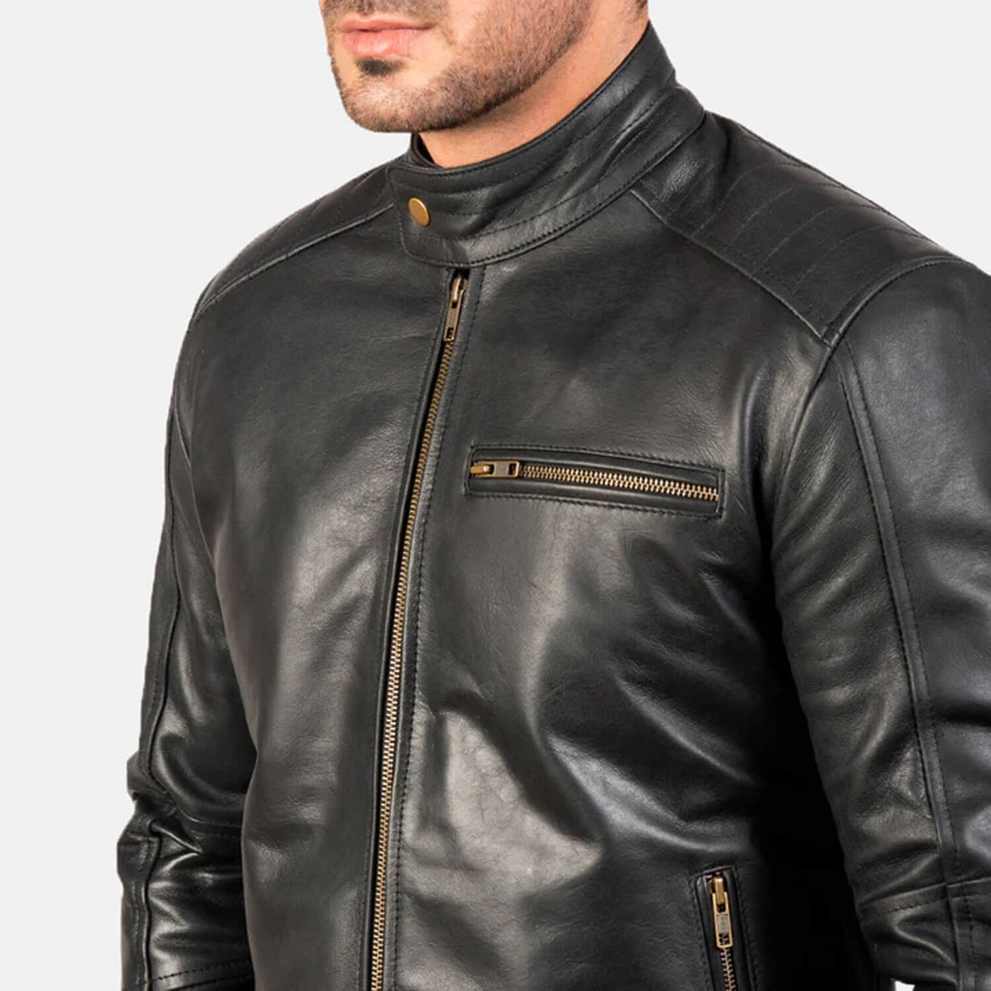SteelRogue Leather Biker Jacket – Midnight Black Edition