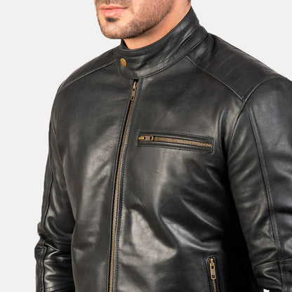 SteelRogue Leather Biker Jacket – Midnight Black Edition