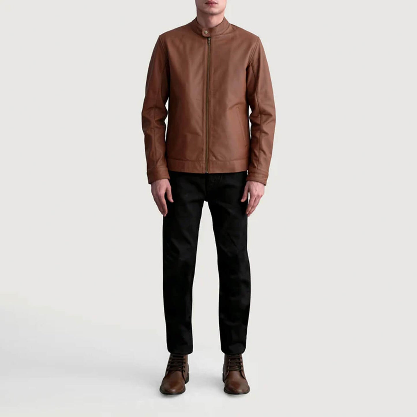 CanyonForge Leather Biker Jacket – Matte Brown Edition