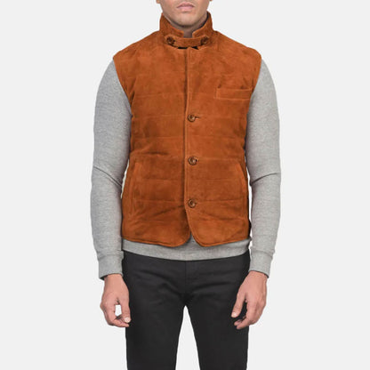 CanyonRidge Suede Leather Vest – Rustic Brown Edition