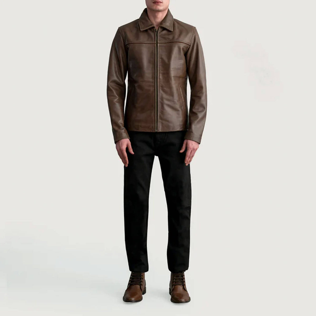 IronCrest Leather Jacket – Pull-Up Brown Edition