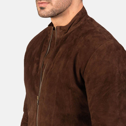 DesertForge Suede Biker Jacket – Mocha Charcoal Edition