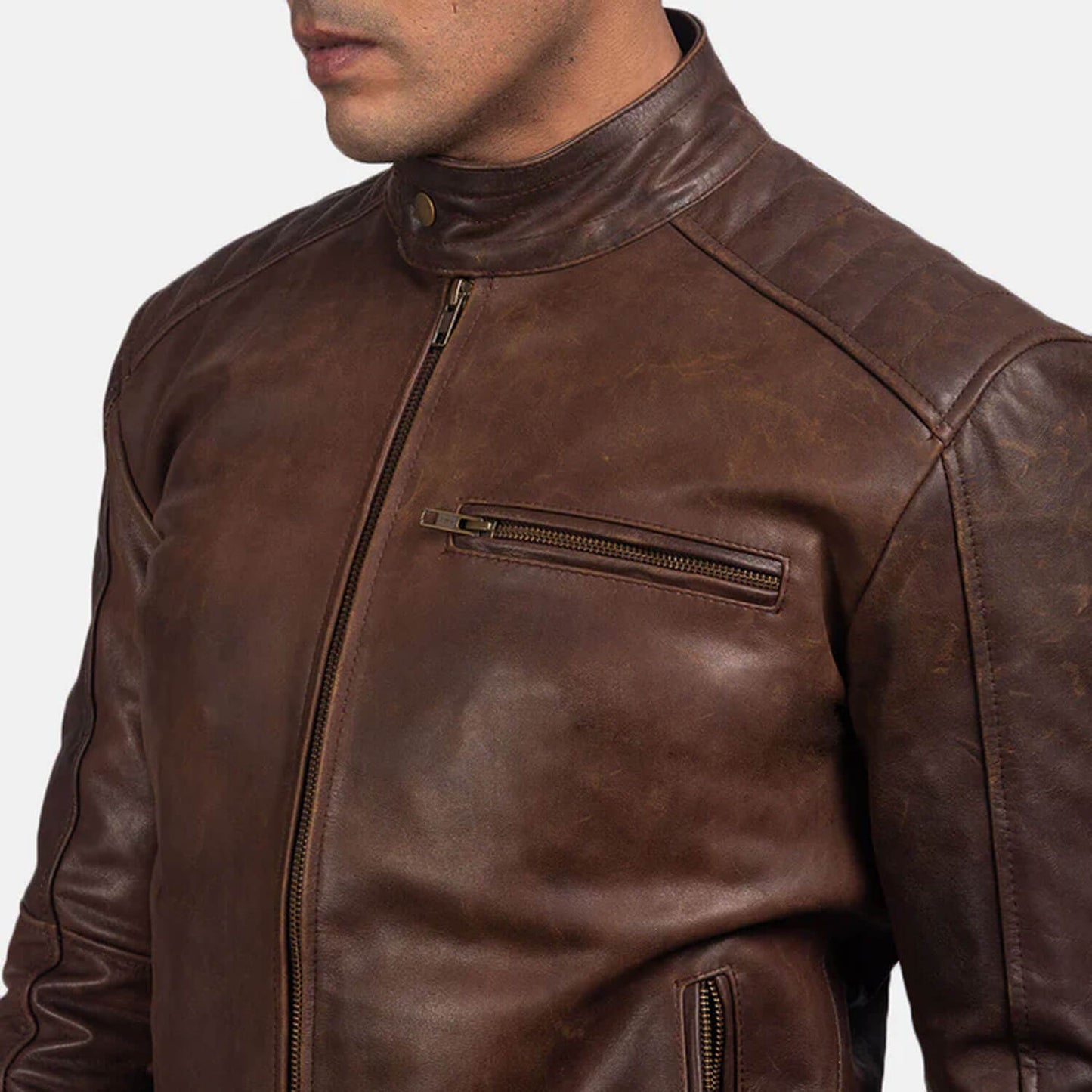 IronTrail Leather Biker Jacket – Vintage Brown Edition