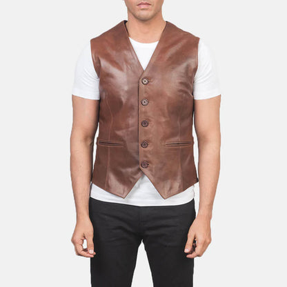 Ironwood Heritage Leather Vest – Earth Brown Edition