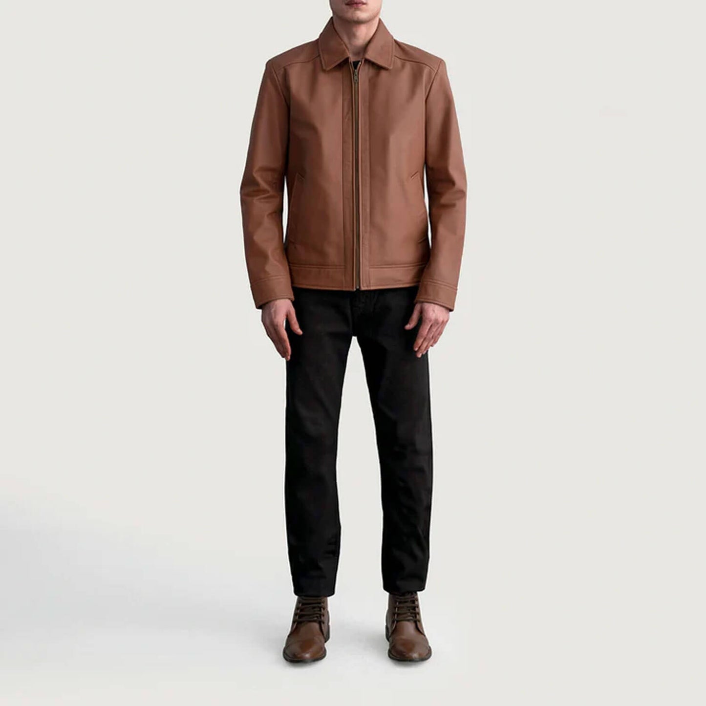 EmberTrail Leather Jacket – Matte Brown Edition