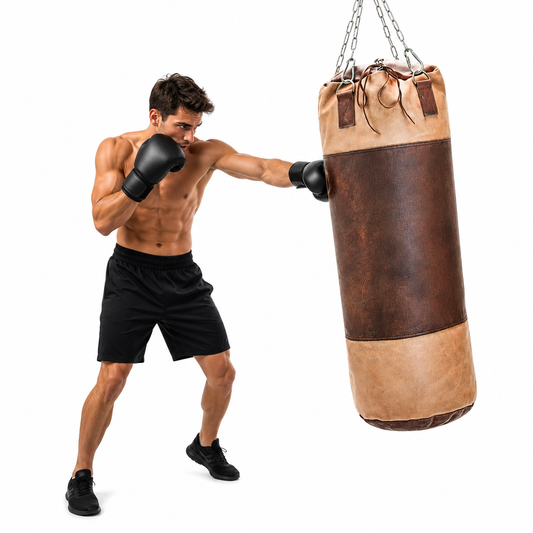 Retro Cream Brown Leather Heavy Punching Bag