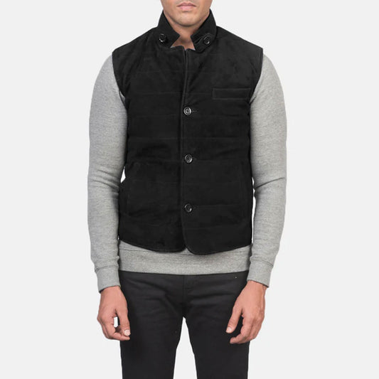 ShadowCreek Suede Leather Vest – Midnight Black Edition
