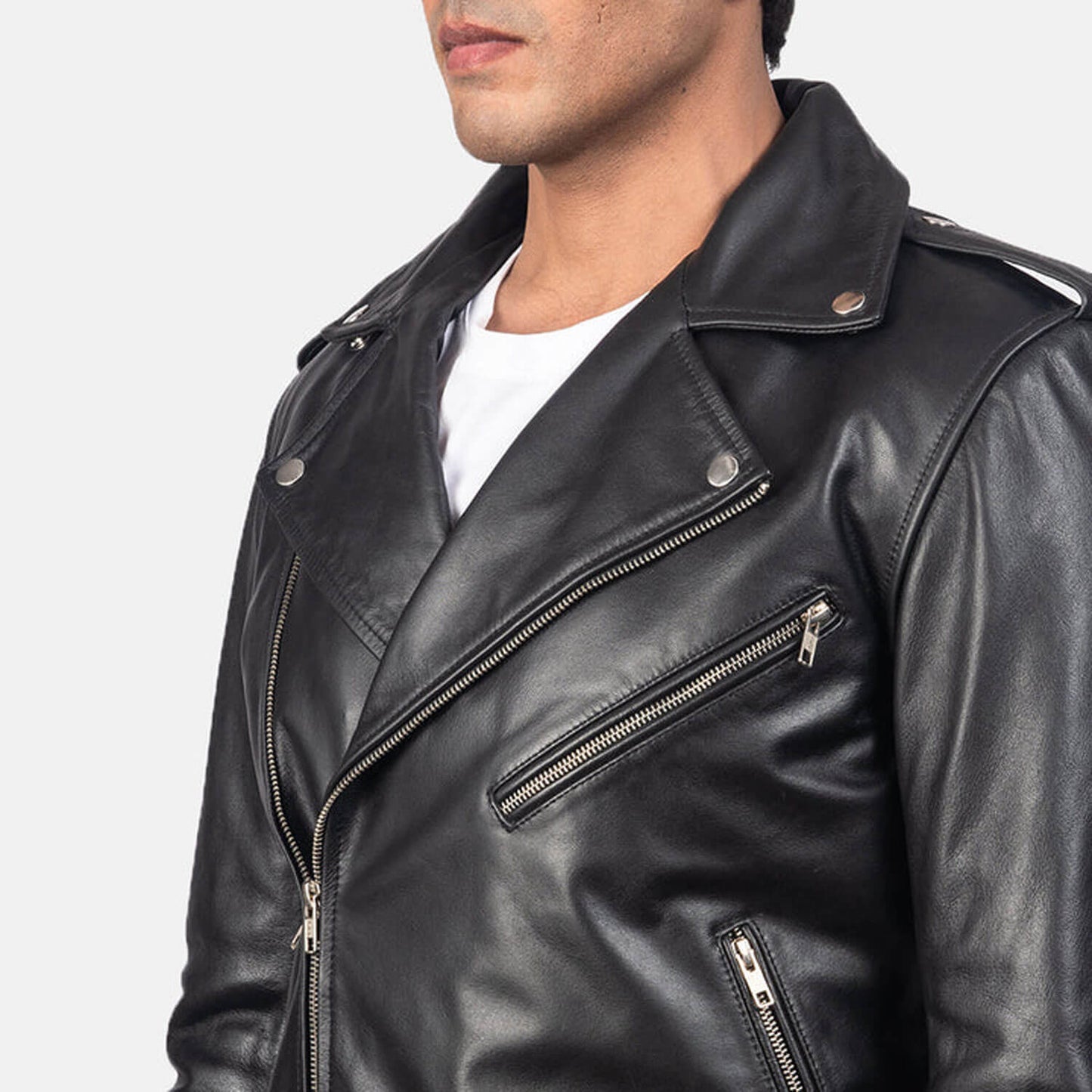 ShadowVale Leather Biker Jacket – Midnight Black Edition