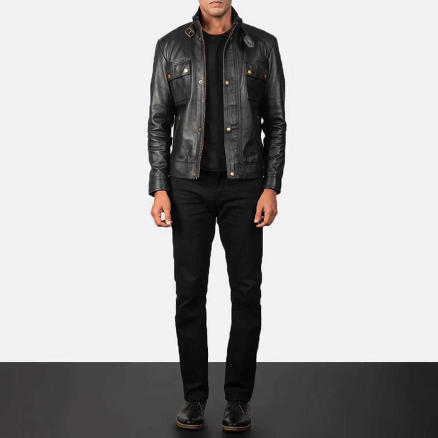 SteelVanguard Leather Biker Jacket – Midnight Rider Edition