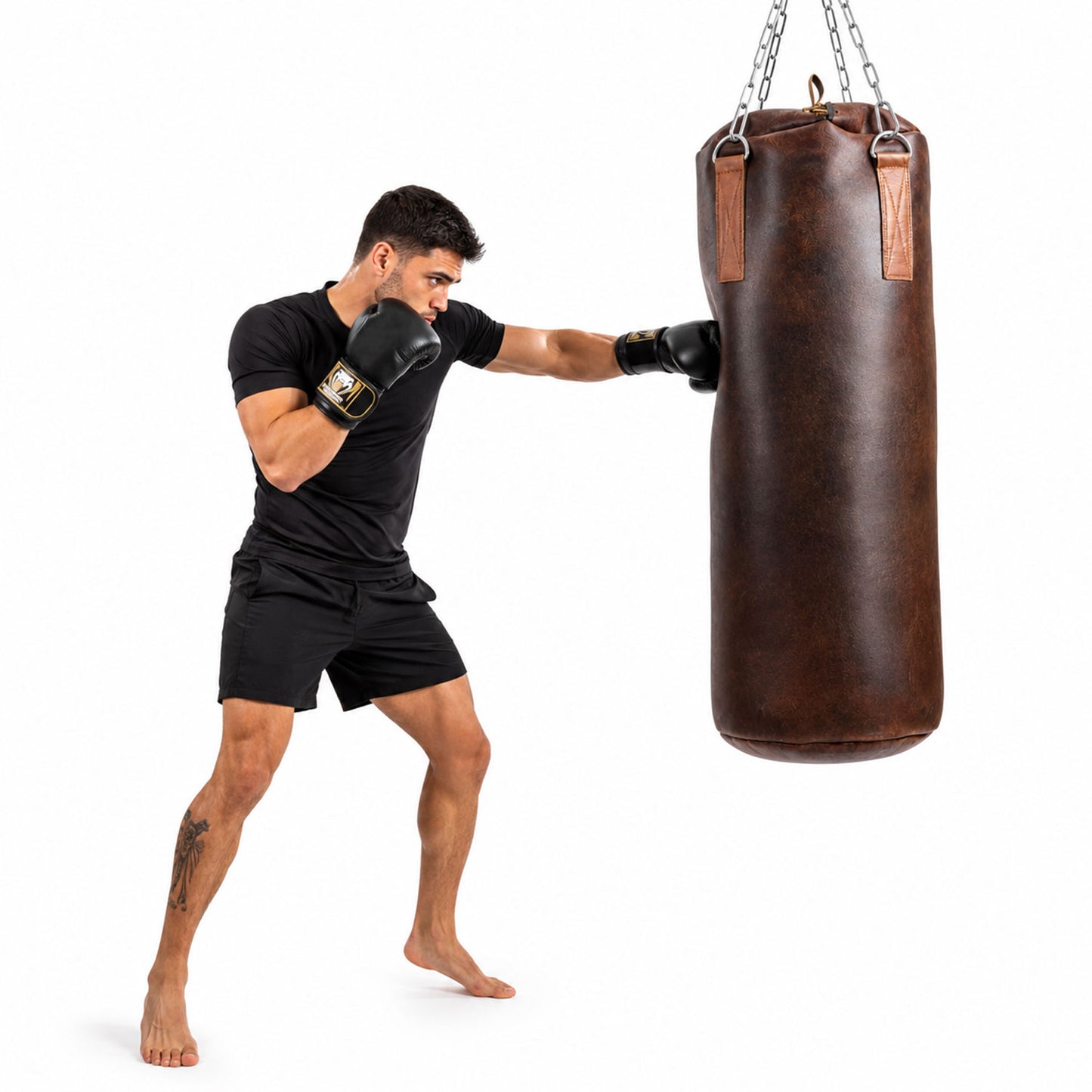 Legacy Fighter Brown Leather Heavy Bag – Vintage Tan Trim (Unfilled)