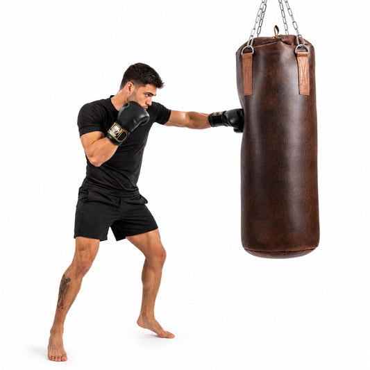 Legacy Fighter Brown Leather Heavy Bag – Vintage Tan Trim (Unfilled)