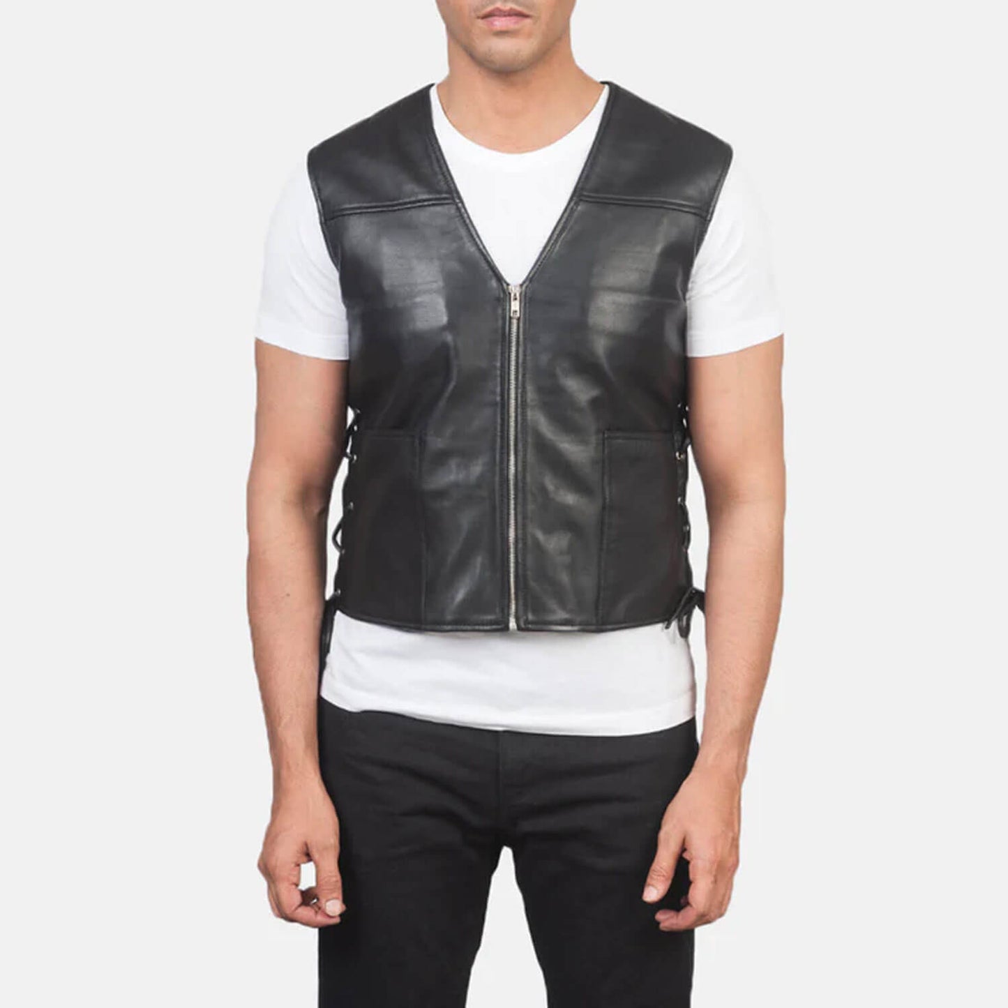 IronShade Leather Rider Vest – Matte Black Edition