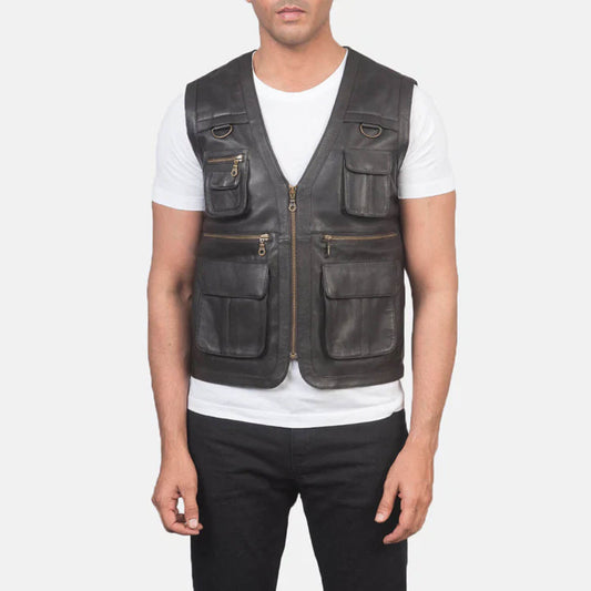 Trailhawk Vintage Leather Vest – Rustic Brown Edition