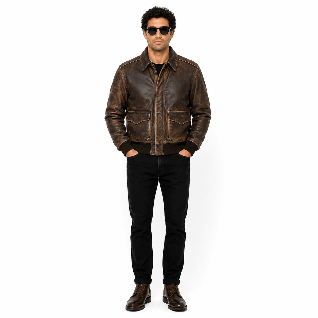 Vintage Mustang A-2 Flight Jacket – Brown Goatskin