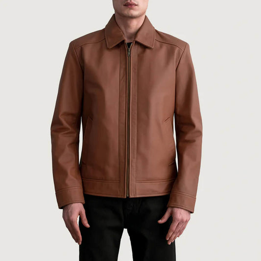 EmberTrail Leather Jacket – Matte Brown Edition