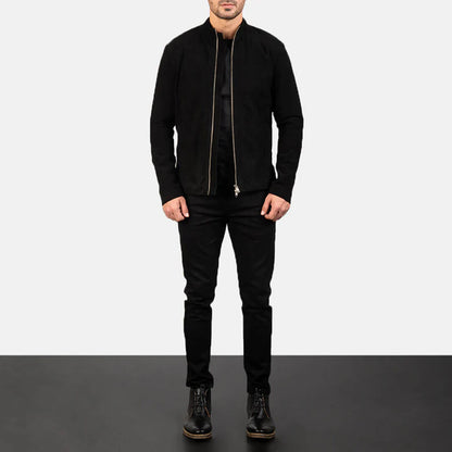 RavenForge Suede Biker Jacket – Charcoal Black Edition