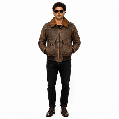 Vintage Avenger G-1 Flight Jacket – Brown Leather