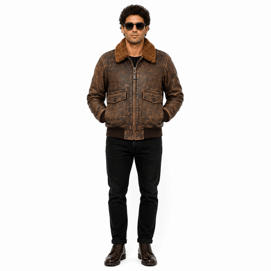 Vintage Avenger G-1 Flight Jacket – Brown Leather
