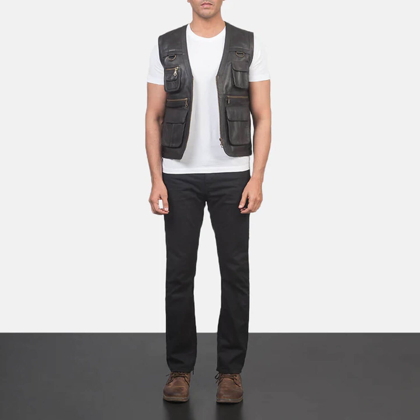 Trailhawk Vintage Leather Vest – Rustic Brown Edition