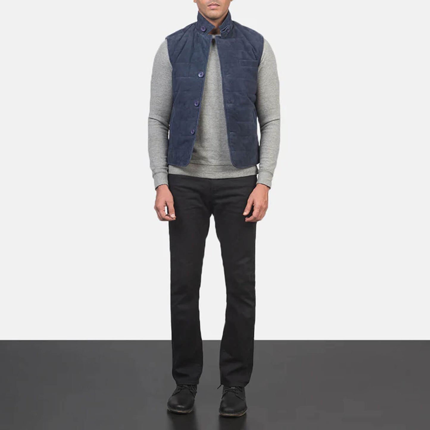 Azure Ridge Suede Leather Vest – Ocean Blue Edition
