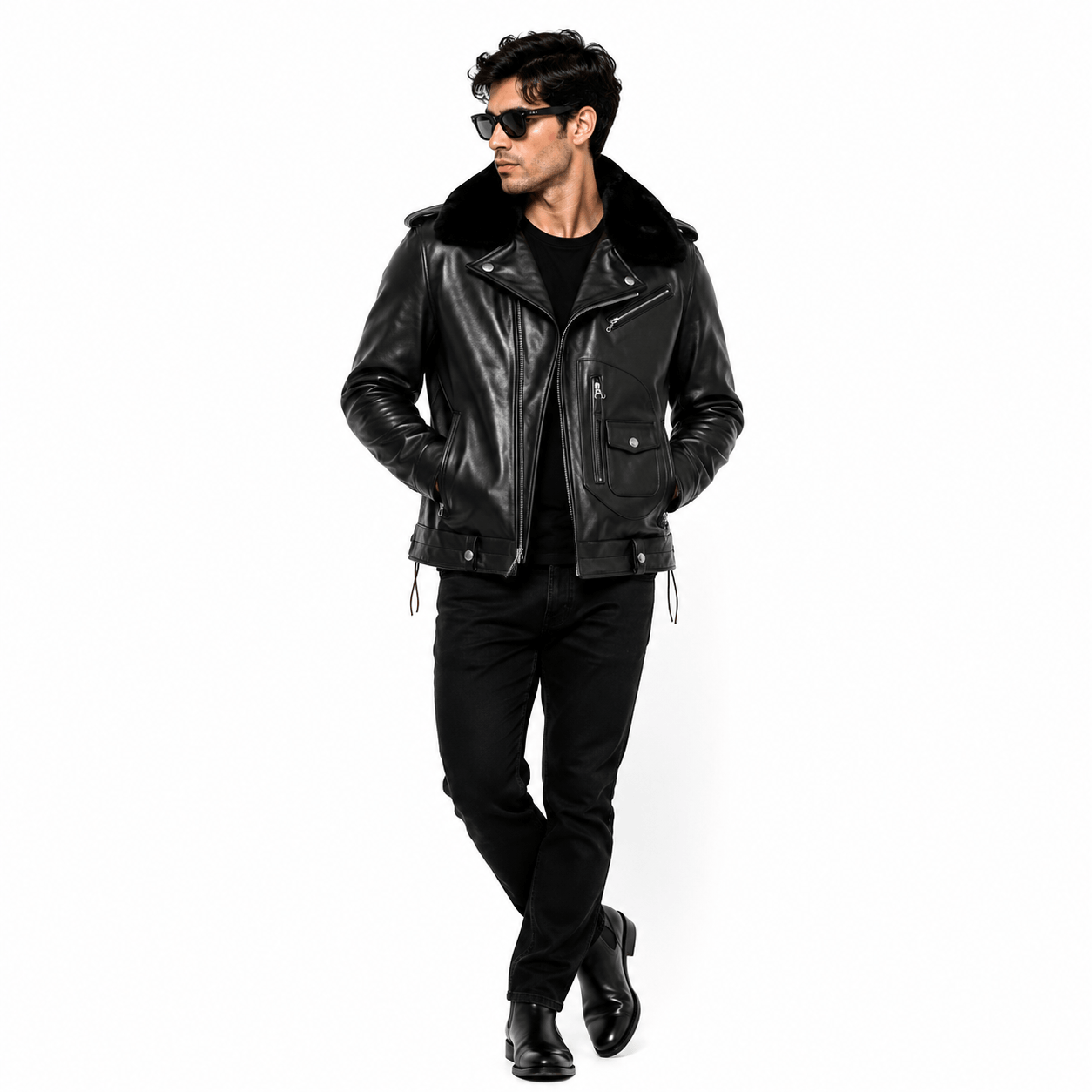 IronRoad Black Leather Biker Jacket – Road Warrior Edition