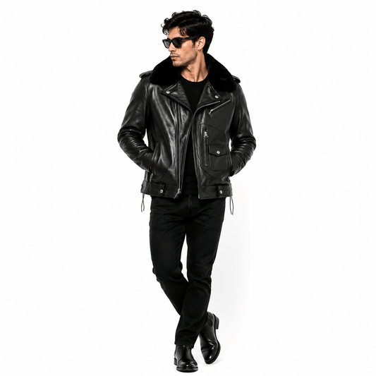 IronRoad Black Leather Biker Jacket – Road Warrior Edition