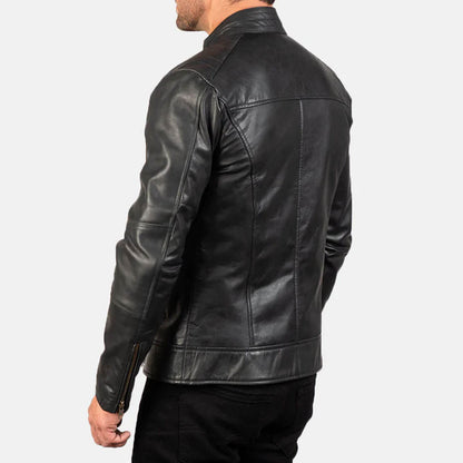 SteelRogue Leather Biker Jacket – Midnight Black Edition