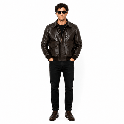 AeroCommand A-2 Pilot Jacket – Antique Brown Leather