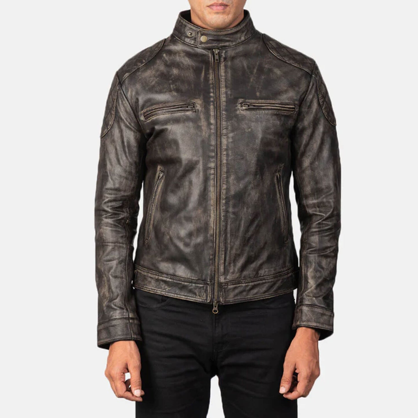 RustHaven Leather Biker Jacket – Distressed Brown Edition