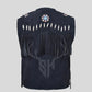 Western Leather Fringe Cowboy Vest - Black